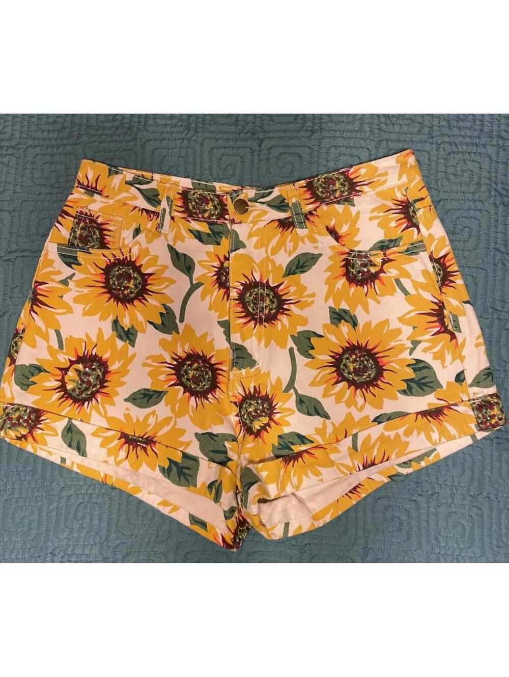 American Apparel Sunflower Print High Waist Shorts